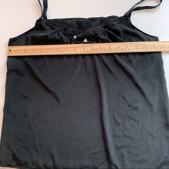 Chagall Black Camisole Sz 10 Floral Lace Trim - Picture 10 of 14